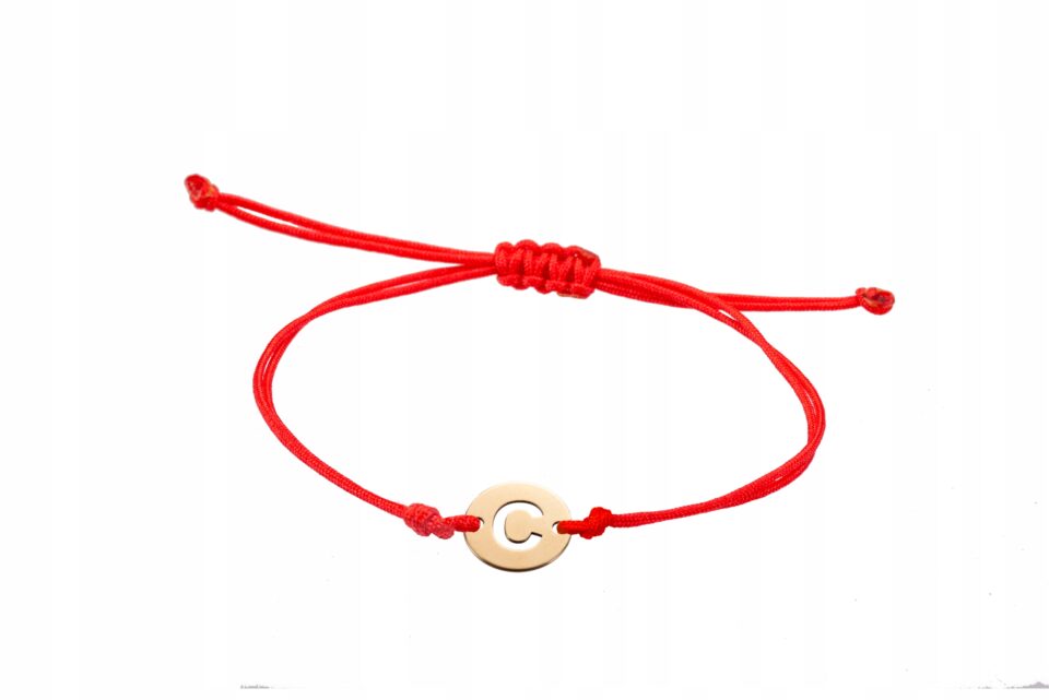 Literka C na sznurku złota 333