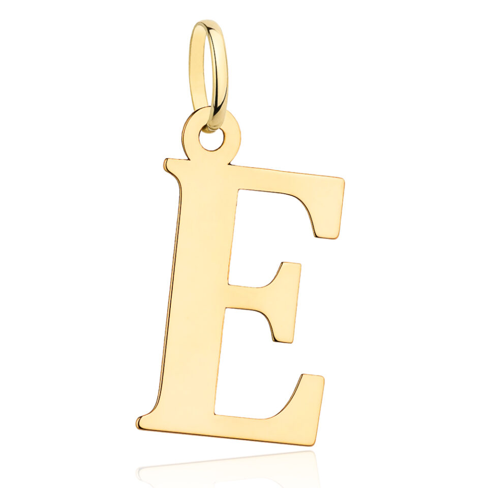 Literka E złota 2 cm próba 585