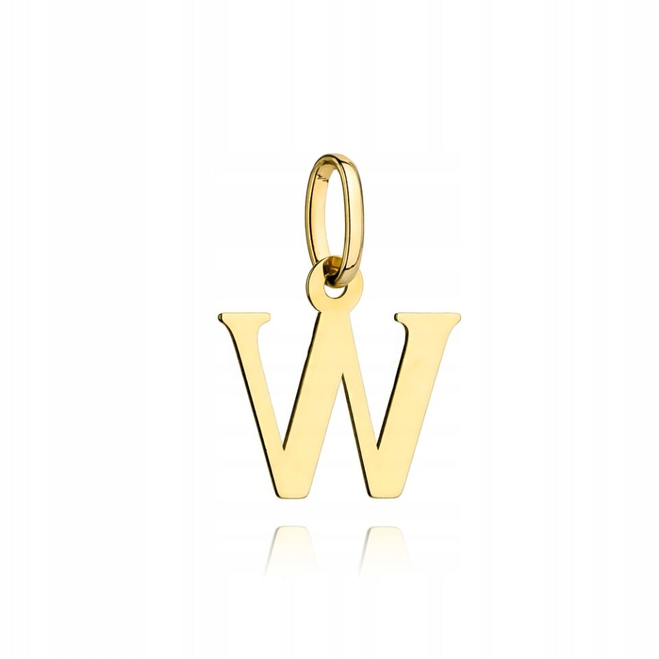 Literka W zawieszka złota 585