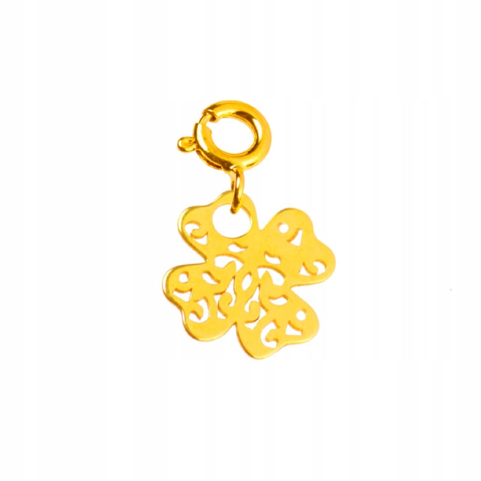 Zawieszka charms koniczynka ażurowa próba złota 585