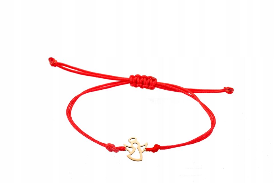 Złota bransoletka sznurek aniołek 585