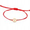 Złota bransoletka czerwony sznurek literka O 585