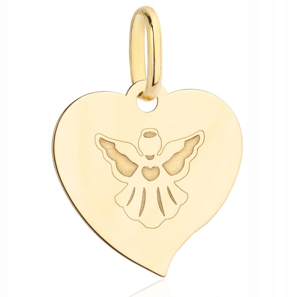 Zawieszka serce i anioł 585