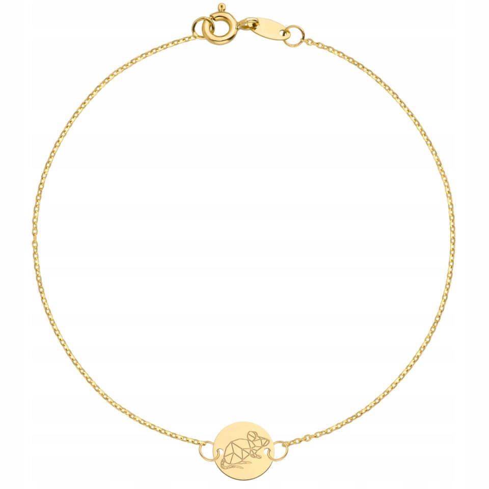 Złota bransoletka mysz 333