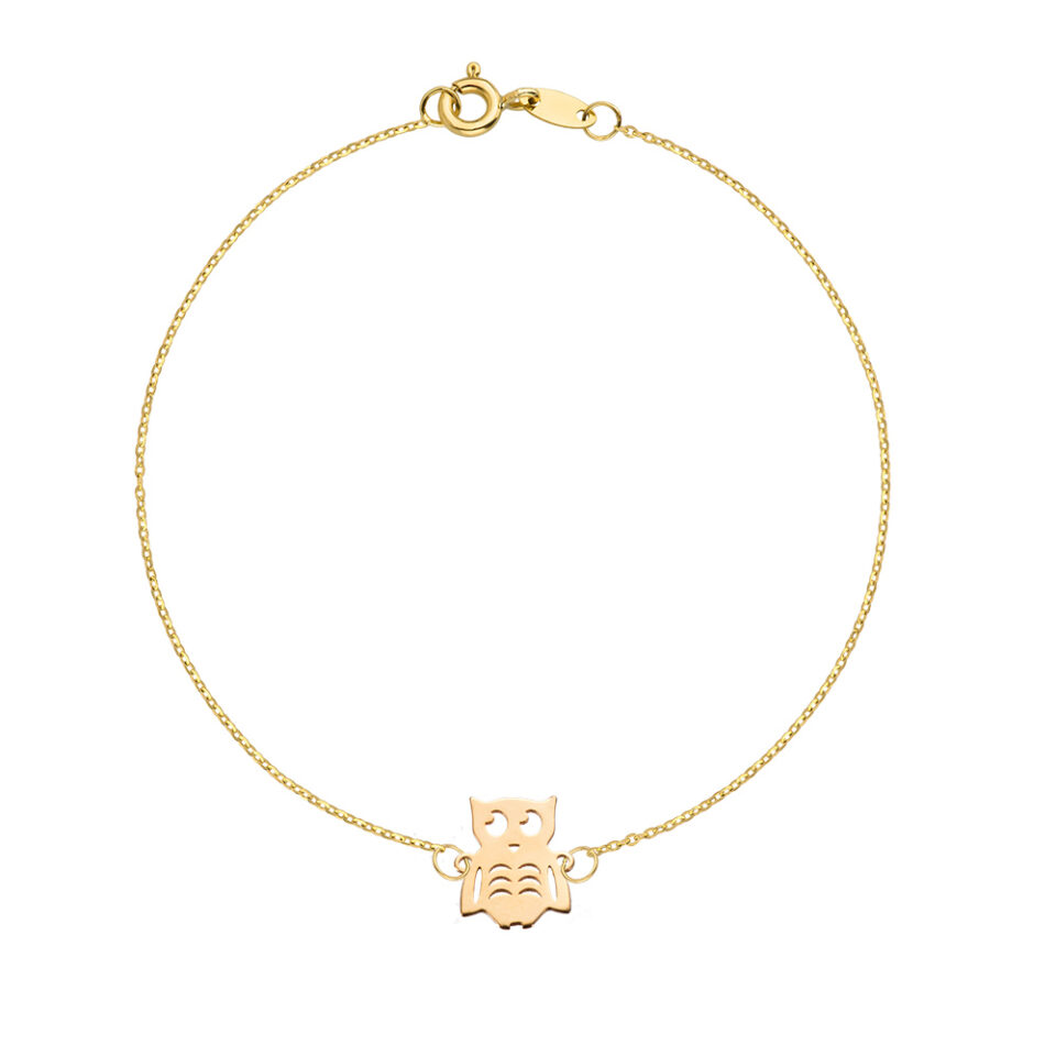 Złota bransoletka sowa 333