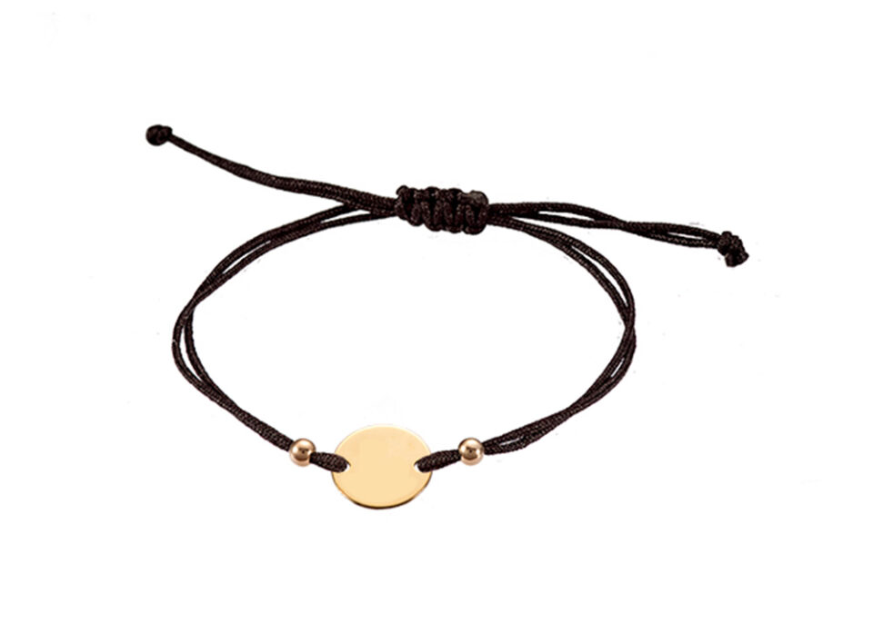 Złota bransoletka sznurek kółko gładkie 333