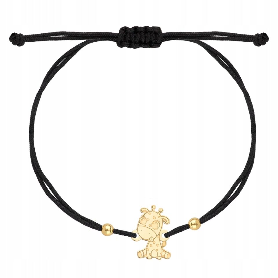 Złota bransoletka sznurkowa żyrafa 585