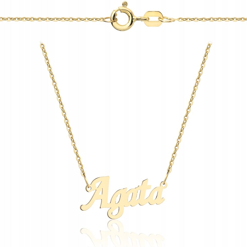 Złoty łańcuszek z imieniem Agata 585