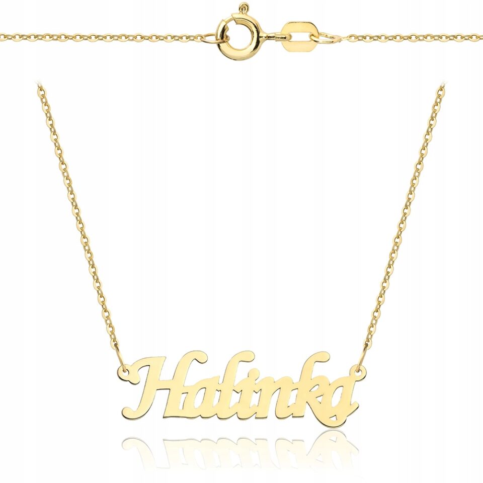 Złoty łańcuszek z imieniem Halinka 585