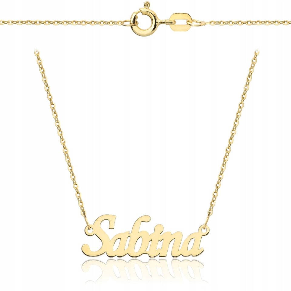 Złoty łańcuszek z imieniem Sabina 585