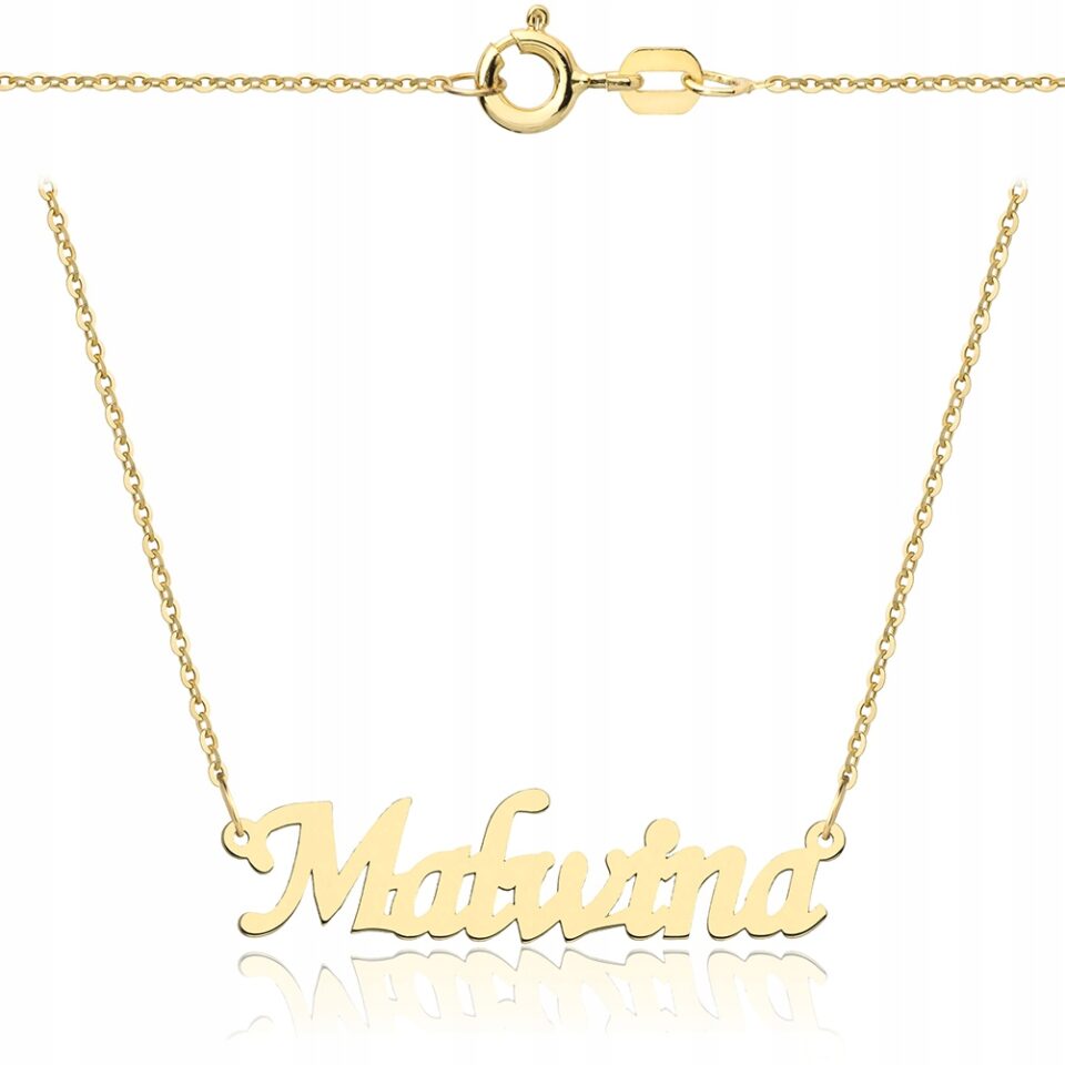 Złoty łańcuszek z imieniem Malwina 585