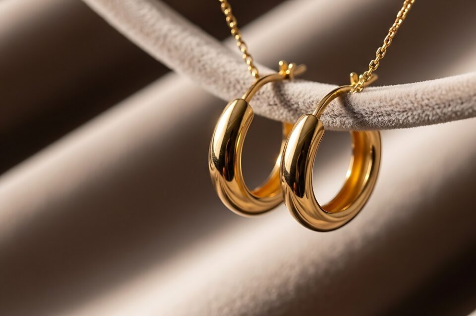 Złote koła (hoops) – jak dobrać średnicę i grubość kolczyków do fryzury?